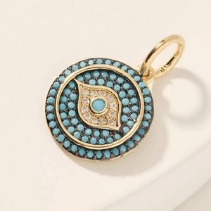Anthropologie Blue Disc Spirit Eye Pendant - dark turquoise